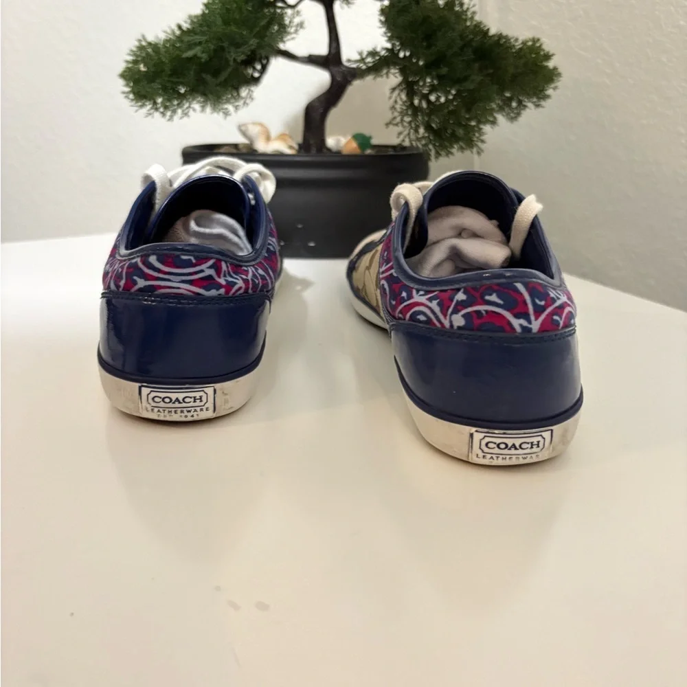 Coach Women's Tan and Blue Sneakers - Picture 5 of 7